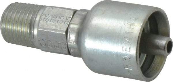 Parker - 1/4-18 Male NPTF Steel Hydraulic Hose Male Rigid Fitting - 12,000 psi, -4 Hose Size, 1/4" Hose Diam, Series 43 - Eagle Tool & Supply