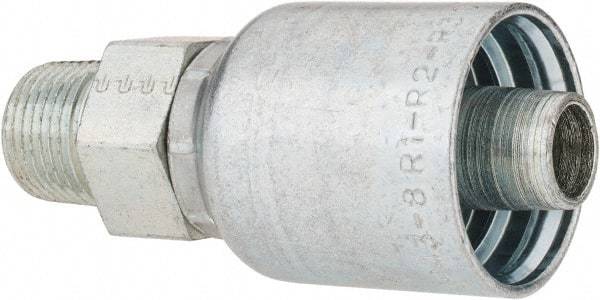 Parker - 3/8-18 Male NPTF Steel Hydraulic Hose Male Rigid Fitting - 10,000 psi, -8 Hose Size, 1/2" Hose Diam, Series 43 - Eagle Tool & Supply