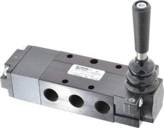 Parker - 0.83 CV Rate, 1/4" NPT Inlet Direct Air 4 Mechanical Spool Valve - 4 Way, 3 Position CC, 150 Max psi, Lever Spring Return - Eagle Tool & Supply