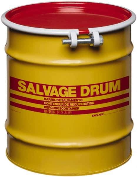 Made in USA - 10 Gallon Cylindrical Carbon Steel Open Head Drum - 17" High x 14" Diam - Eagle Tool & Supply