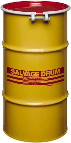 Made in USA - 16 Gallon Cylindrical Carbon Steel Open Head Drum - 27" High x 14" Diam - Eagle Tool & Supply