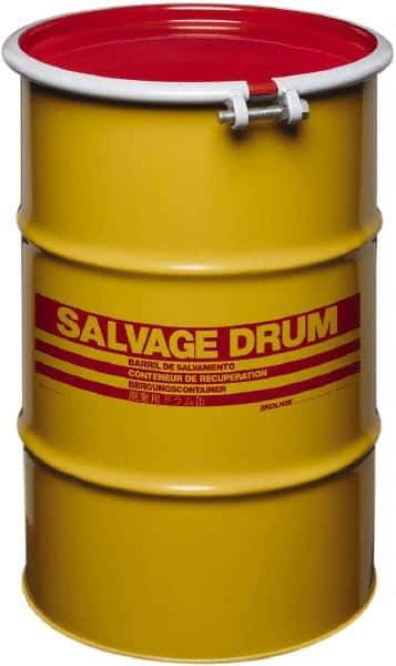 Made in USA - 30 Gallon Cylindrical Carbon Steel Open Head Drum - 27-1/2" High x 18-1/4" Diam - Eagle Tool & Supply