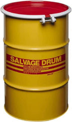 Made in USA - 30 Gallon Cylindrical Carbon Steel Open Head Drum - 27-1/2" High x 18-1/4" Diam - Eagle Tool & Supply