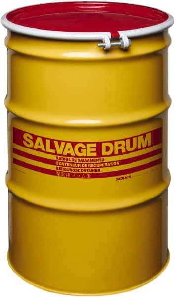 Made in USA - 55 Gallon Cylindrical Carbon Steel Open Head Drum - 33" High x 22-1/2" Diam - Eagle Tool & Supply