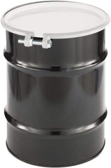 Made in USA - 10 Gallon Cylindrical Carbon Steel Open Head Drum - 17" High x 14" Diam - Eagle Tool & Supply