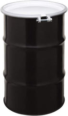 Made in USA - 30 Gallon Cylindrical Carbon Steel Open Head Drum - 27-1/2" High x 18-1/4" Diam - Eagle Tool & Supply