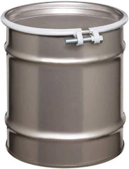 Made in USA - 10 Gallon Cylindrical Stainless Steel Open Head Drum - 17" High x 14" Diam - Eagle Tool & Supply