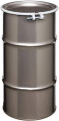 Made in USA - 16 Gallon Cylindrical Stainless Steel Open Head Drum - 27" High x 14" Diam - Eagle Tool & Supply