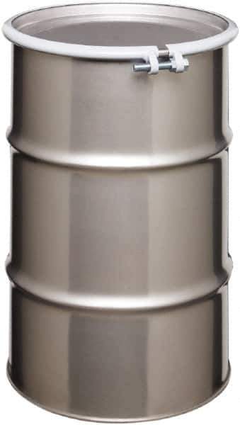 Made in USA - 30 Gallon Cylindrical Stainless Steel Open Head Drum - 27-1/2" High x 18-1/4" Diam - Eagle Tool & Supply