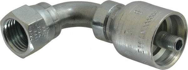 Parker - 9/16-18 Female JIC Steel Hydraulic Hose Female JIC Swivel & 90° Elbow & Short Drop - -4 Hose Size, 1/4" Hose Diam, Series 43 - Eagle Tool & Supply