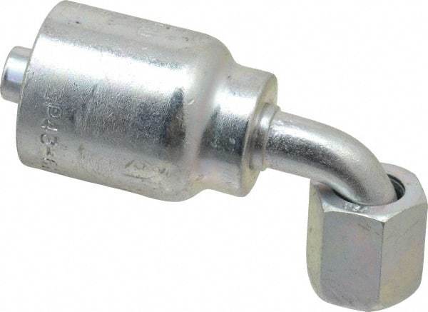 Parker - 9/16-18 Female JIC Steel Hydraulic Hose Female JIC Swivel & 90° Elbow & Short Drop - -6 Hose Size, 3/8" Hose Diam, Series 43 - Eagle Tool & Supply