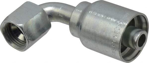 Parker - 3/4-16 Female JIC Steel Hydraulic Hose Female JIC Swivel & 90° Elbow & Short Drop - -8 Hose Size, 1/2" Hose Diam, Series 43 - Eagle Tool & Supply