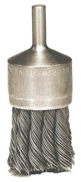 Weiler - 1-1/8" Brush Diam, Knotted, End Brush - 1/4" Diam Shank, 20,000 Max RPM - Eagle Tool & Supply