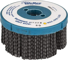 Weiler - 4" 80 Grit Silicon Carbide Disc Brush - Medium Grade, Plain Hole Connector, 1-1/2" Trim Length, 7/8" Arbor Hole - Eagle Tool & Supply