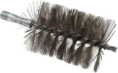 Schaefer Brush - 4-1/2" Brush Length, 3" Diam, Double Stem, Single Spiral Tube Brush - 7-1/4" Long, Stainless Steel, 1/4" NPSM Male Connection - Eagle Tool & Supply