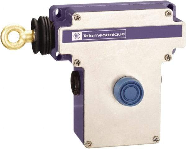 Telemecanique Sensors - 10 Amp, NO/NC Configuration, Left Hand Operation, Rope Operated Limit Switch - Pushbutton Reset, Cable Pull, 300 VAC/VDC - Eagle Tool & Supply