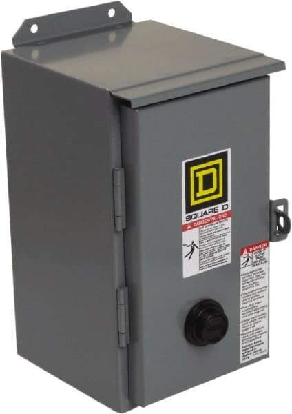 Square D - 110 Coil VAC at 50 Hz, 120 Coil VAC at 60 Hz, 27 Amp, NEMA Size 1, Nonreversible Enclosed Enclosure NEMA Motor Starter - 2 hp at 1 Phase, 12 Enclosure Rating - Eagle Tool & Supply