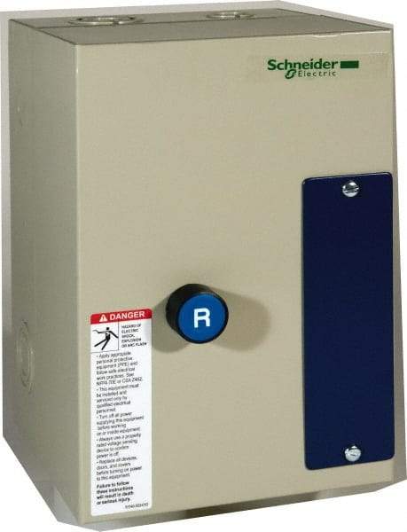 Schneider Electric - 9 Amp, 600 Coil VAC, Nonreversible Enclosed IEC Motor Starter - 1 Phase Hp: 0.3 at 120 VAC, 1 at 240 VAC, 3 Phase Hp: 2 at 208 VAC, 2 at 230 VAC, 5 at 460 VAC, 7.5 at 575 VAC - Eagle Tool & Supply