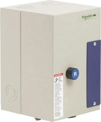 Schneider Electric - 9 Amp, 24 Coil VAC, Nonreversible Enclosed IEC Motor Starter - 1 Phase Hp: 0.3 at 120 VAC, 1 at 240 VAC, 3 Phase Hp: 2 at 208 VAC, 2 at 230 VAC, 5 at 460 VAC, 7.5 at 575 VAC - Eagle Tool & Supply