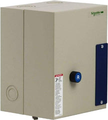 Schneider Electric - 9 Amp, 120 Coil VAC, Reversible Enclosed IEC Motor Starter - 1 Phase Hp: 0.3 at 120 VAC, 1 at 240 VAC, 3 Phase Hp: 2 at 208 VAC, 2 at 230 VAC, 5 at 460 VAC, 7.5 at 575 VAC - Eagle Tool & Supply