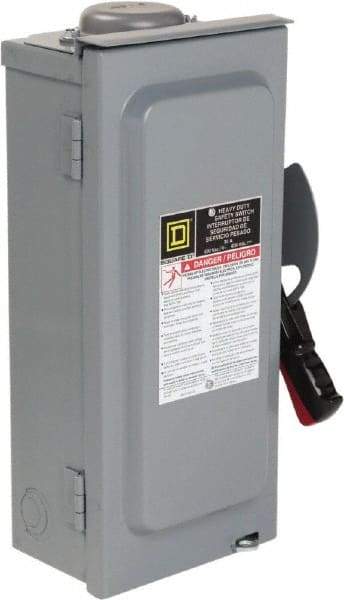 Square D - 30 Amp, 600 VAC/VDC, 3 Pole Nonfused Safety Switch - NEMA 3R, 10 hp at 600 VAC, 15 at 600 VDC (Single Phase), 30 hp at 600 VAC, 15 hp at 600 VDC (Triple Phase) - Eagle Tool & Supply