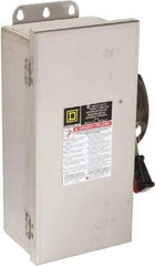 Square D - 30 Amp, 600 VAC/VDC, 3 Pole Nonfused Safety Switch - NEMA 12, 3, 3R, 4 & 4X, 10 hp at 600 VAC, 15 at 600 VDC (Single Phase), 30 hp at 600 VAC, 15 hp at 600 VDC (Triple Phase), 3PST Contact Form - Eagle Tool & Supply