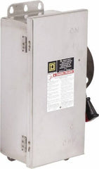 Square D - 30 Amp, 600 VAC/VDC, 3 Pole Fused Safety Switch - NEMA 12, 3, 3R, 4 & 4X, 7.5 hp at 480 VAC, 5 hp at 250 VDC (Single Phase), 20 hp at 600 VAC, 10 hp at 600 VDC (Triple Phase), 3PST Contact Form - Eagle Tool & Supply