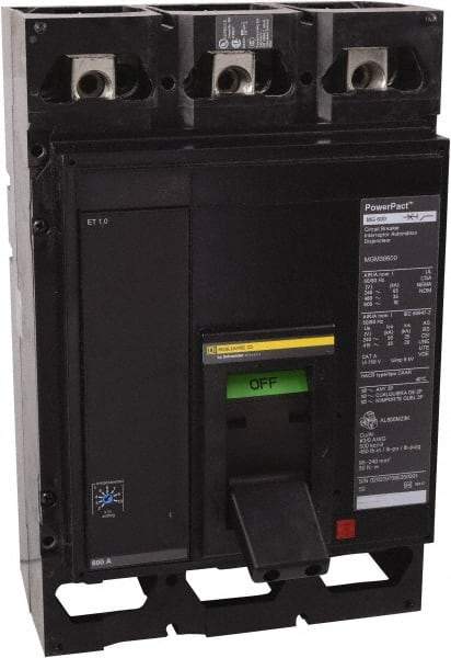 Square D - 800 Amp, 600 V, 3 Pole, Panel Mount Molded Case Circuit Breaker - Multiple Breaking Capacity Ratings - Eagle Tool & Supply