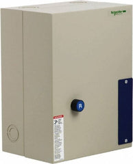 Schneider Electric - 3 Pole, 65 Amp, 120 Coil VAC, Nonreversible Enclosed IEC Motor Starter - 1 Phase Hp: 10 at 240 VAC, 5 at 120 VAC, 3 Phase Hp: 20 at 208 VAC, 20 at 230 VAC, 40 at 460 VAC, 50 at 575 VAC - Eagle Tool & Supply