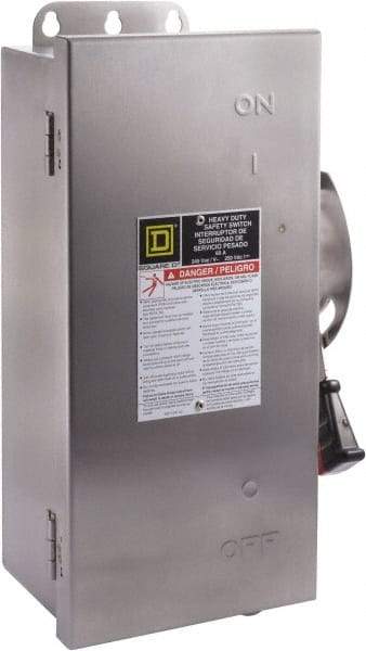 Square D - 60 Amp, 600 VAC, 600 VDC, 3 Pole Nonfused Safety Switch - NEMA 12, 3, 3R, 4 & 4X, 30 hp at 600 VAC (Single Phase), 60 hp at 600 VAC, 30 hp at 600 VDC (Triple Phase) - Eagle Tool & Supply