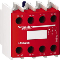 Schneider Electric - Contactor Red Auxiliary Contact Block - For Use with Size 00-2 Contactors and Size 00-2 Starters - Eagle Tool & Supply