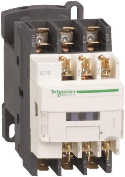 Schneider Electric - 3 Pole, 120 Coil VAC at 50/60 Hz, 25 Amp at 440 VAC and 9 Amp at 440 VAC, Nonreversible IEC Contactor - 1 Phase hp: 0.5 at 115 VAC, 1 at 230/240 VAC, 3 Phase hp: 2 at 200/208 VAC, 2 at 230/240 VAC, 5 at 460/480 VAC, 7.5 at 575/600 VAC - Eagle Tool & Supply