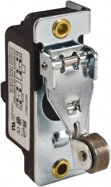 Square D - SPDT, NC/NO, 600 VAC, Screw Terminal, Roller Plunger Actuator, General Purpose Limit Switch - 1 NEMA Rating, IP20 IPR Rating, Bracket Mount, 1/2 Lb. Operating Force - Eagle Tool & Supply