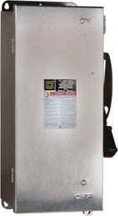 Square D - 100 Amp, 240 VAC, 250 VDC, 2 Pole Fused Safety Switch - NEMA 12, 3, 3R, 4 & 4X, 15 hp at 240 VAC, 20 hp at 250 VDC (Single Phase), 30 hp at 240 Vac, 20 hp at 250 VDC (Triple Phase), DPST Contact Form - Eagle Tool & Supply