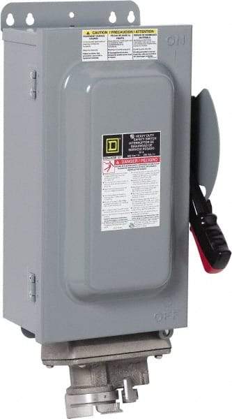 Square D - 30 Amp, 600 VAC, 3 Pole Fused Safety Switch - NEMA 12 & 3R, 7.5 hp at 480 VAC, 5 hp at 250 VDC (Single Phase), 20 hp at 600 VAC, 10 hp at 600 VDC (Triple Phase) - Eagle Tool & Supply