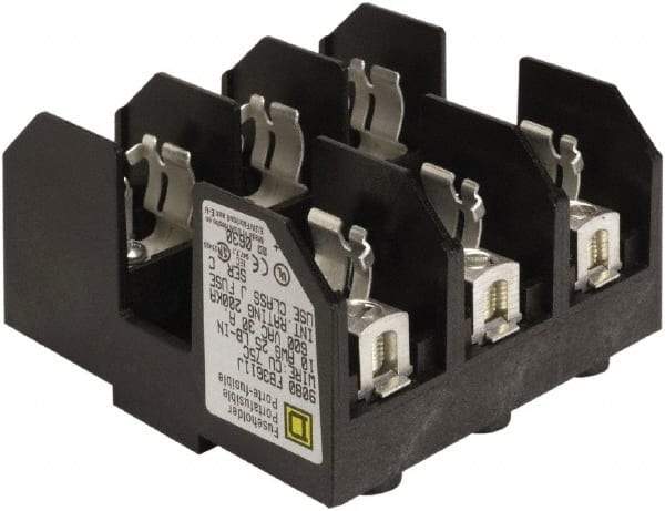 Square D - 3 Pole, 600 Volt, 30 Amp, DIN Rail Mount Fuse Holder - Compatible with J Class Fuse - Eagle Tool & Supply