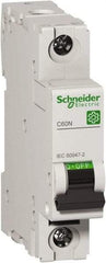 Schneider Electric - 6 Amp, 440 VAC, 1 Pole, DIN Rail Mounted Miniature Circuit Breaker - Magnetic Trip, Multiple Breaking Capacity Ratings, 18-4 AWG, 76mm Deep x 81mm High x 18mm Wide - Eagle Tool & Supply