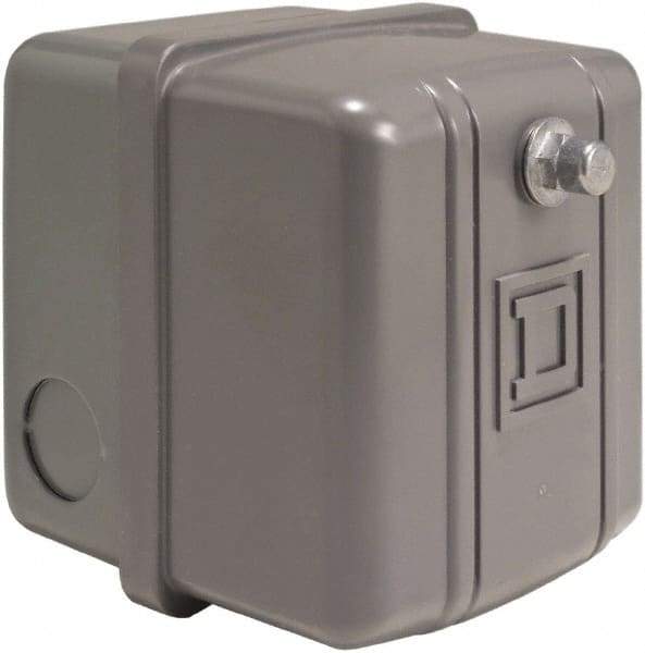 Square D - 1 NEMA Rated, DPST, 20 to 40 psi, Electromechanical Pressure and Level Switch - Adjustable Pressure, 460/575 VAC, 3/8 Inch Connector, Screw Terminal, For Use with Air Compressors, Power Circuits, Water Pumps - Eagle Tool & Supply