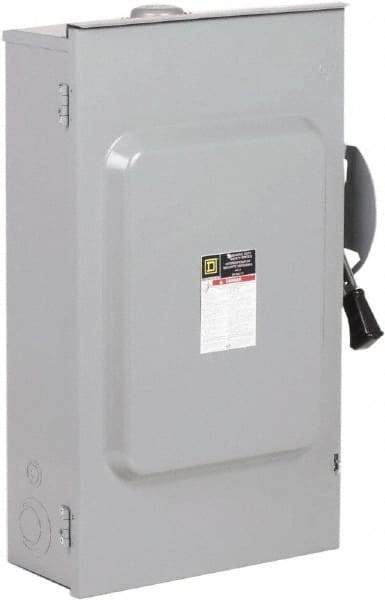Square D - 200 Amp, 240 VAC, 2 Pole Fused Safety Switch - NEMA 3R, 15 hp at 240 VAC (Single Phase), 60 hp at 240 VAC (Triple Phase), DPST Contact Form - Eagle Tool & Supply