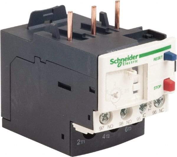 Schneider Electric - 3 Pole, NEMA Size 00-1, 1.6 to 2.5 Amp, 690 VAC, Thermal NEMA Overload Relay - Trip Class 20, For Use with LC1D09, LC1D12, LC1D18, LC1D25, LC1D32 and LC1D38 - Eagle Tool & Supply