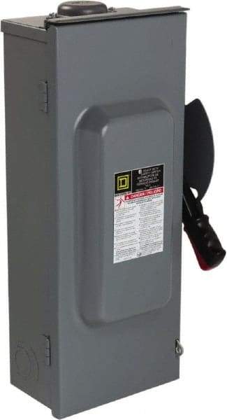Square D - 100 Amp, 600 VAC/VDC, 3 Pole Nonfused Safety Switch - NEMA 3R, 40 hp at 600 VAC, 50 hp at 600 VDC (Single Phase), 100 hp at 600 VAC, 50 hp at 600 VDC (Triple Phase), 3PST Contact Form - Eagle Tool & Supply