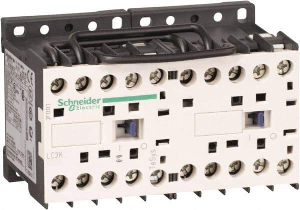 Schneider Electric - 3 Pole, 120 Coil VAC at 50/60 Hz, 12 Amp at 440 VAC, 16 Amp at 690 VAC and 20 Amp at 440 VAC, Reversible IEC Contactor - BS 5424, CSA, IEC 60947, NF C 63-110, RoHS Compliant, UL Listed, VDE 0660 - Eagle Tool & Supply