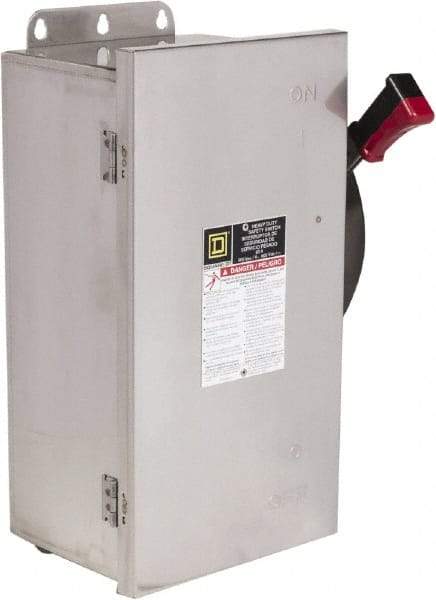Square D - 60 Amp, 600 VAC/VDC, 3 Pole Nonfused Safety Switch - NEMA 12, 3, 3R, 4 & 4X, 30 hp at 600 VAC (Single Phase), 60 hp at 600 VAC, 30 hp at 600 VDC (Triple Phase), 3PST Contact Form - Eagle Tool & Supply
