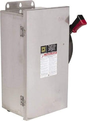 Square D - 60 Amp, 600 VAC/VDC, 3 Pole Nonfused Safety Switch - NEMA 12, 3, 3R, 4 & 4X, 30 hp at 600 VAC (Single Phase), 60 hp at 600 VAC, 30 hp at 600 VDC (Triple Phase), 3PST Contact Form - Eagle Tool & Supply