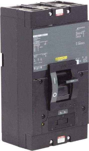 Square D - 400 Amp, 600 VAC, 3 Pole, Molded Case Circuit Breaker - Thermal Magnetic Trip, 22 kA at 600 VAC Breaking Capacity, 1 AWG, 147mm Deep x 279mm High x 356mm Wide - Eagle Tool & Supply