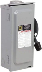 Square D - 60 Amp, 240 V, 2 Pole Fused Safety Switch - NEMA 3R, 10 hp at 240 VAC (Single Phase), 15 hp at 240 VAC (Triple Phase), DPST Contact Form - Eagle Tool & Supply