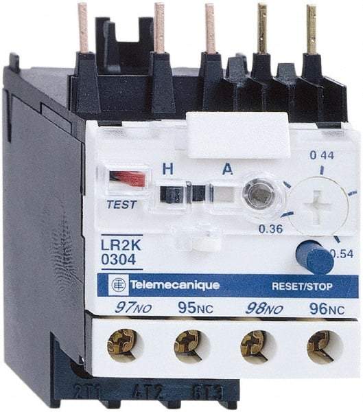 Schneider Electric - 0.36 to 0.54 Amp, 250 VDC, 690 Volt and 690 VAC, Thermal IEC Overload Relay - Trip Class 10A, For Use with LC1K, LC7K, LP1K and LP4K - Eagle Tool & Supply