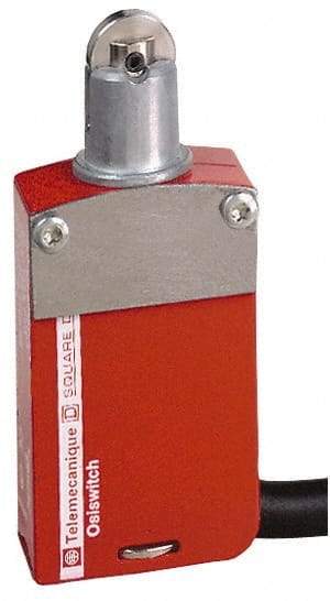 Telemecanique Sensors - NO/2NC Configuration, Multiple Amp Level, Metal Roller Plunger Safety Limit Switch - 2m Cable Length, 30mm Wide x 16mm Deep x 70mm High, IP66, IP67, IP68 Ingress Rating - Eagle Tool & Supply