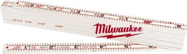 Milwaukee Tool - 6-1/2' Long, 1/100" Graduation, Folding Rule - 1-3/8" Wide, Composite Laminate - Eagle Tool & Supply