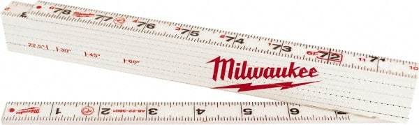 Milwaukee Tool - 6-1/2' Long, 1/16" Graduation, Folding Rule - 1-3/8" Wide, Composite Laminate - Eagle Tool & Supply